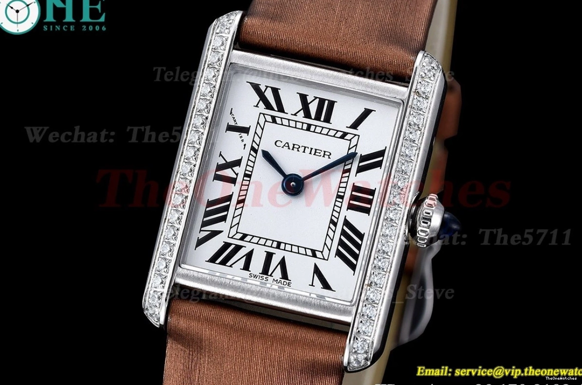 On Must Quartz Strap Satin Bezel Diamond Small Tank Brown K11F 0318